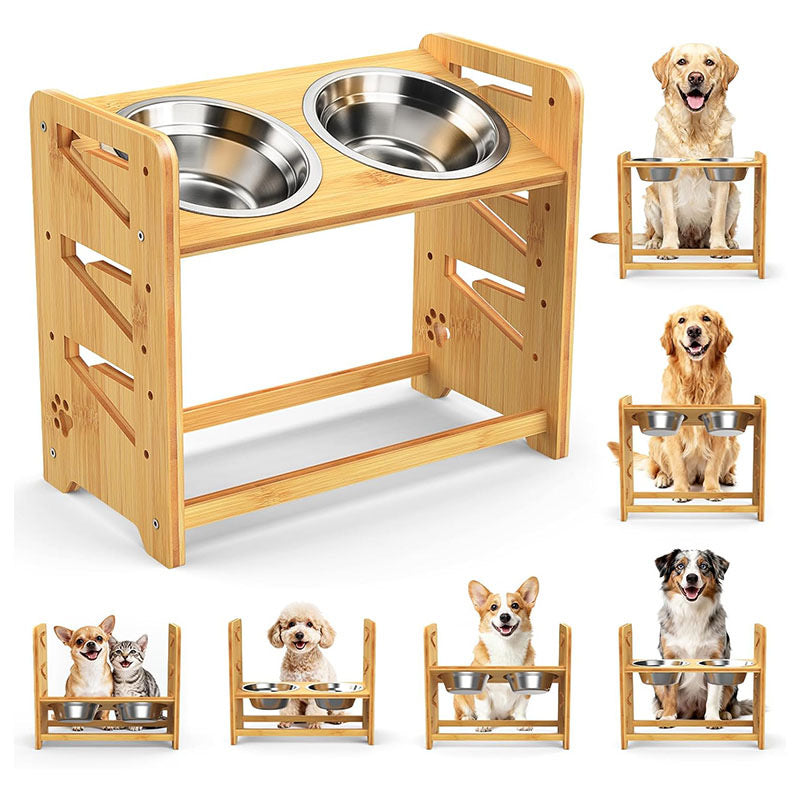 Personalized Adjustable Elevated Dog Bowls - Custom Engraved Name Raised Pet Feeder with 2 Stainless Steel Bowls - Height Adjustable for All Life Stages