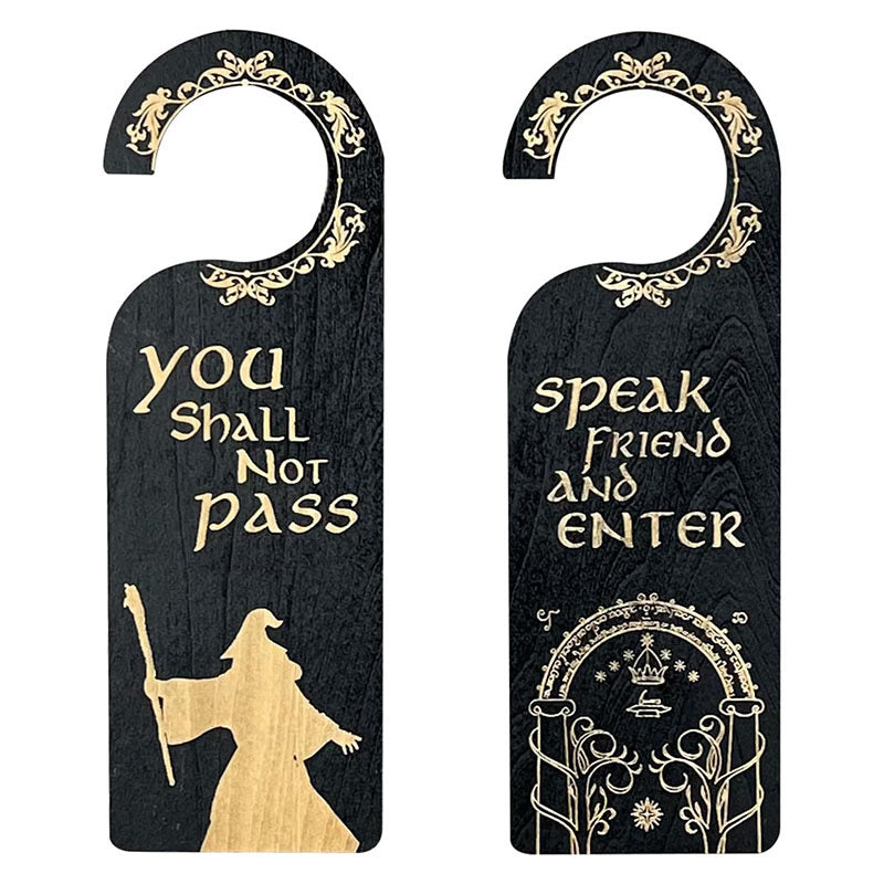 Wooden Door Sign for Bedroom & Office - Gandalf "Speak Friend and Enter" Door Hanger - Handcrafted Fantasy Movie Themed Home Decor