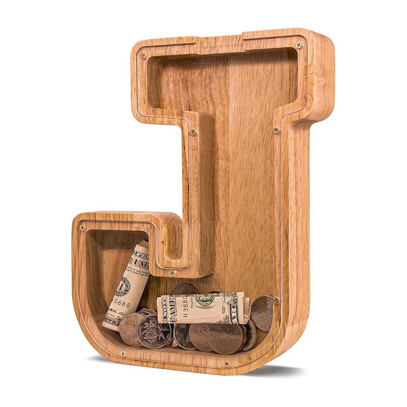 Wholesale Custom Alphabet Letter Wooden Piggy Bank - Personalized Clear Acrylic Money Box for Kids - Factory Direct Creative Wood Craft Gift with Custom Logo