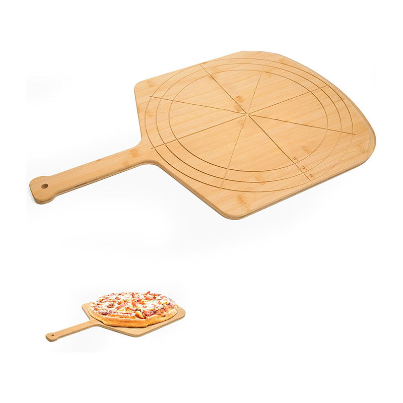 Premium Bamboo/Acacia Pizza Paddle & Charcuterie Board – Round Wooden Serving Platter with Easy-Grip Handle for Pizza, Cheese, and Appetizers
