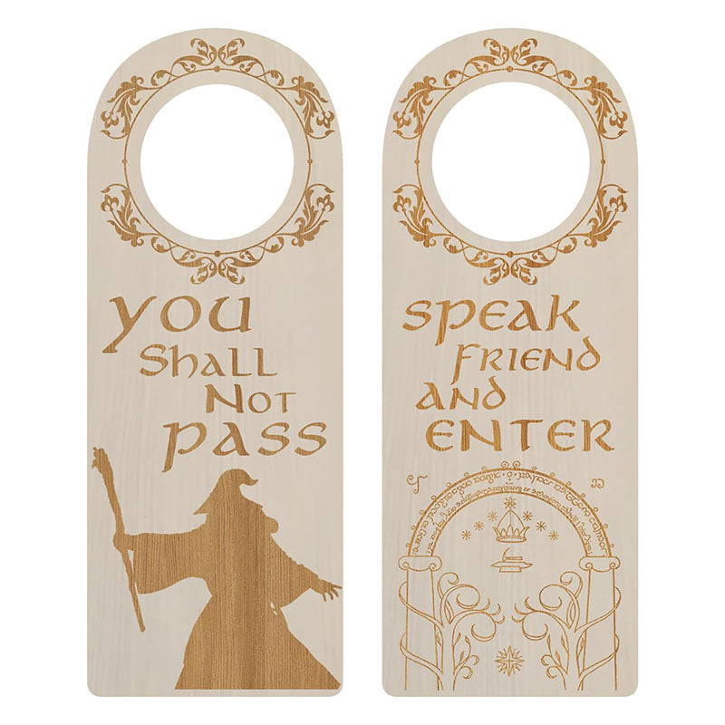 Wooden Door Sign for Bedroom & Office - Gandalf "Speak Friend and Enter" Door Hanger - Handcrafted Fantasy Movie Themed Home Decor