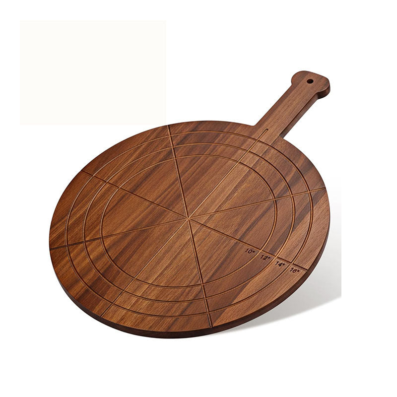 Professional Grade Wooden Pizza Peel with Handle | Customizable Logo Pizza Serving Tray | Round Heavy-Duty Wood Chopping Board for Cafes & Pizzerias