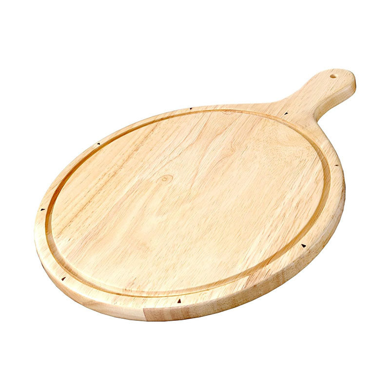 Premium Bamboo/Acacia Pizza Paddle & Charcuterie Board – Round Wooden Serving Platter with Easy-Grip Handle for Pizza, Cheese, and Appetizers