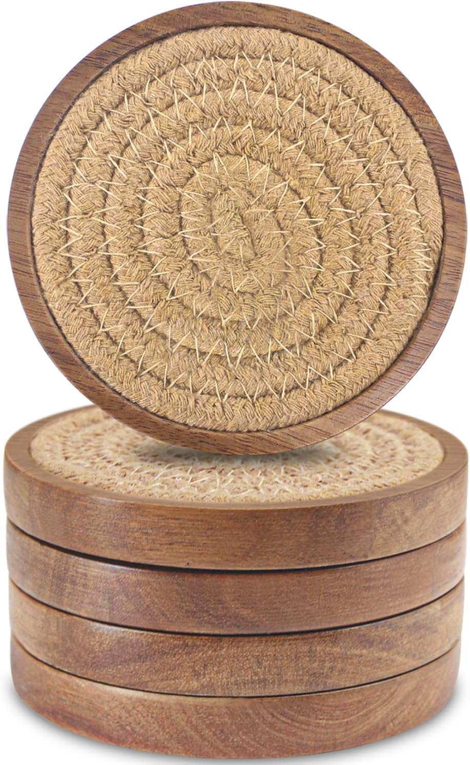 Wholesale Custom Wood and Cork Coasters - Bulk Round Acacia Wood Drink Coaster Set - Factory Direct Personalized Tableware for Bars & Home Decor
