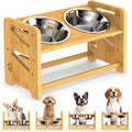 Personalized Adjustable Elevated Dog Bowls - Custom Engraved Name Raised Pet Feeder with 2 Stainless Steel Bowls - Height Adjustable for All Life Stages