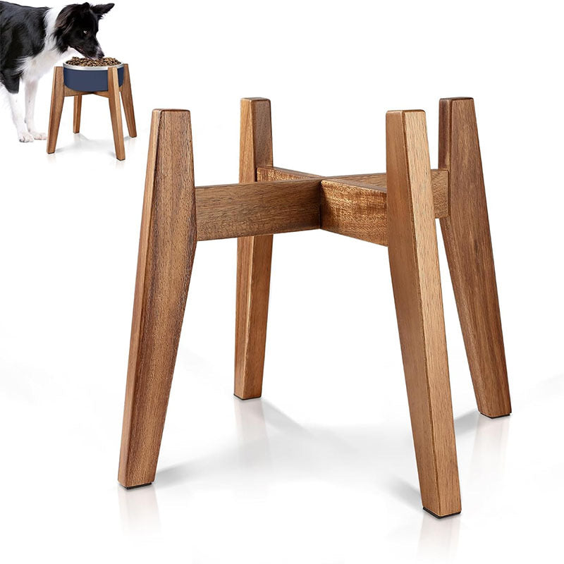 Personalized X-Frame Wooden Dog Bowl Stand - Custom Engraved Elevated Pet Feeder - Minimalist Cross-Assembly Raised Dog & Cat Water Station