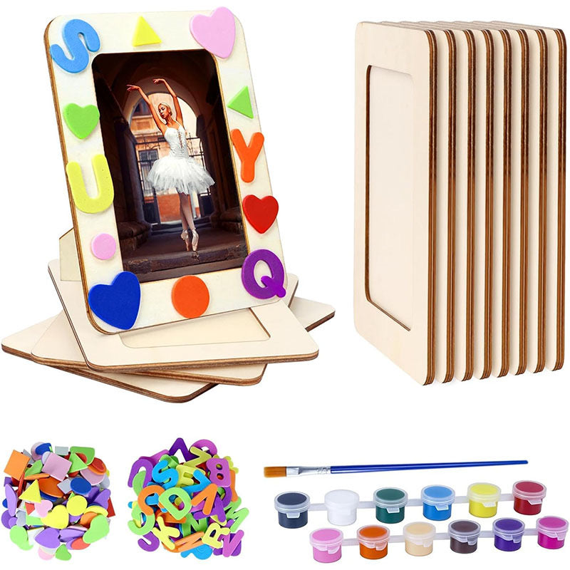 Customizable Wooden Mini Photo Frames for Kids - DIY Paintable Picture Frame Set - Perfect for Birthday Parties & Classroom Activities