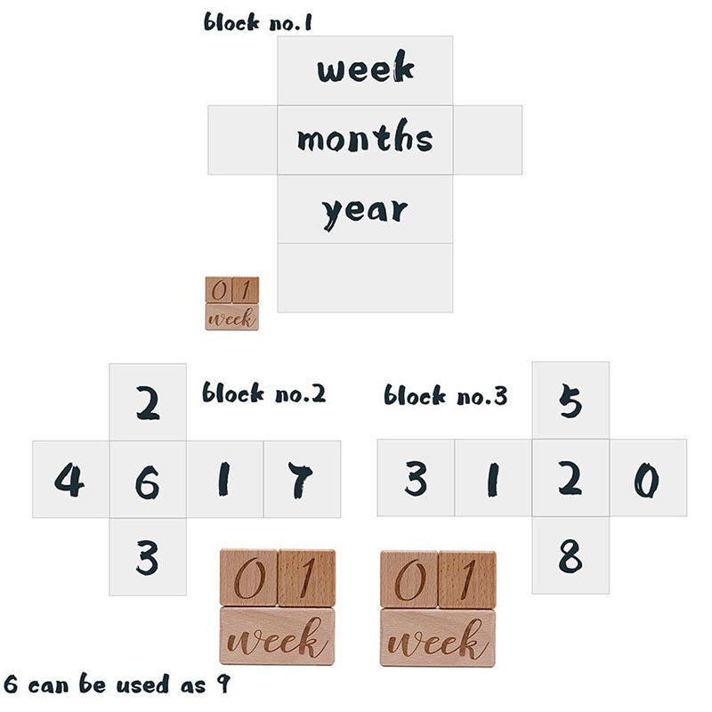 Personalized Monthly Baby Milestone Wood Blocks - Custom Engraved Nursery Decor - Natural Wooden Age Blocks for Baby Photos