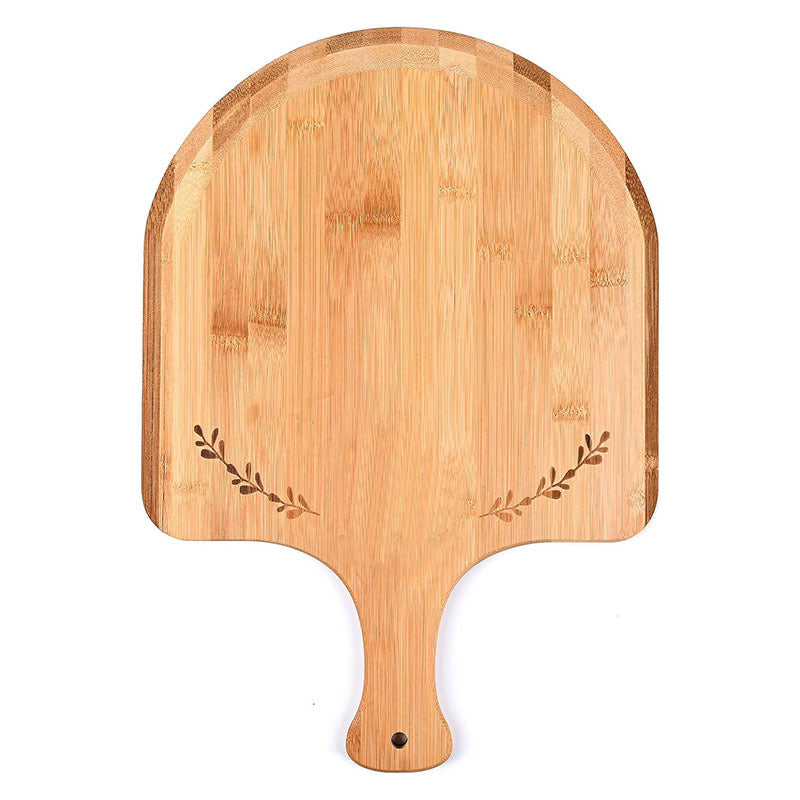 Premium Bamboo/Acacia Pizza Paddle & Charcuterie Board – Round Wooden Serving Platter with Easy-Grip Handle for Pizza, Cheese, and Appetizers