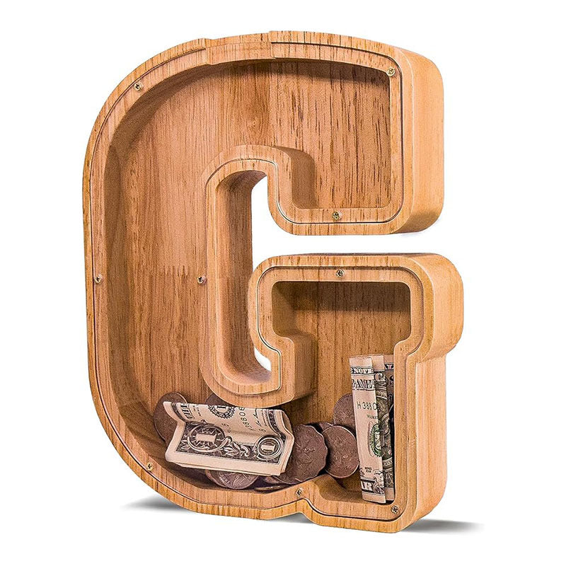 Wholesale Custom Alphabet Letter Wooden Piggy Bank - Personalized Clear Acrylic Money Box for Kids - Factory Direct Creative Wood Craft Gift with Custom Logo