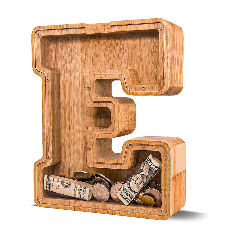 Wholesale Custom Alphabet Letter Wooden Piggy Bank - Personalized Clear Acrylic Money Box for Kids - Factory Direct Creative Wood Craft Gift with Custom Logo