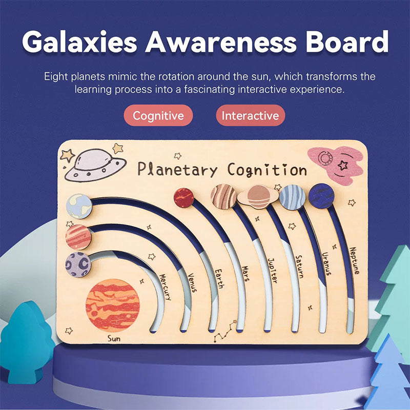 Personalized Wooden Solar System Puzzle - Montessori Planetary Cognition Board for Toddlers - Custom Engraved Space Learning Toy