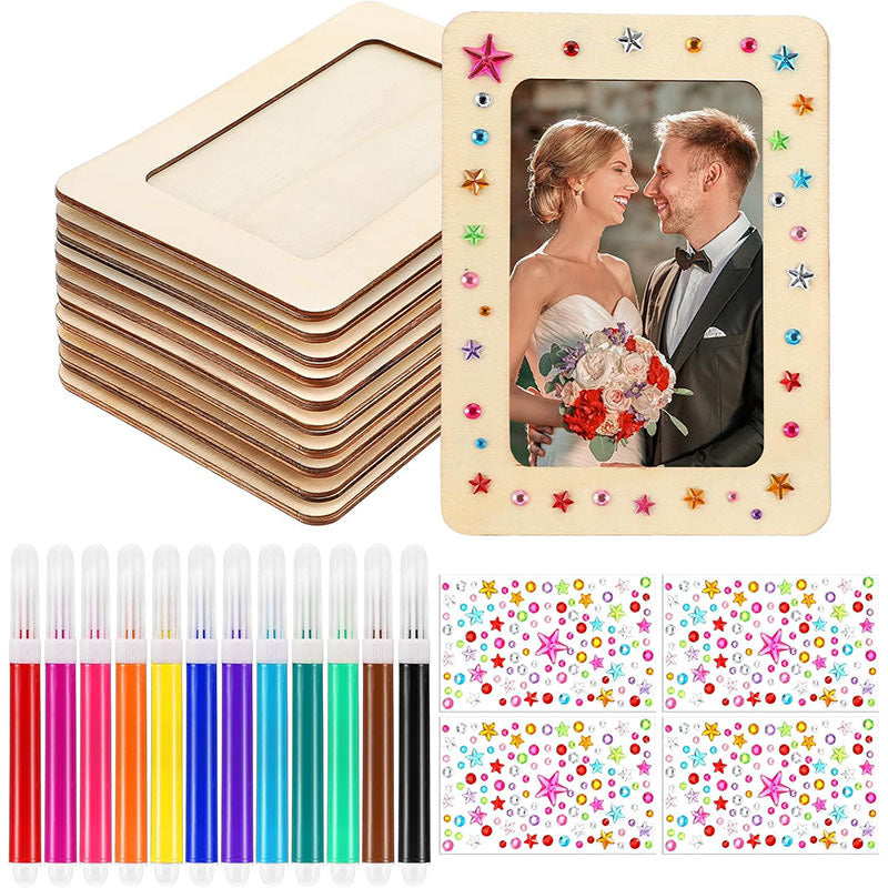 Customizable Wooden Mini Photo Frames for Kids - DIY Paintable Picture Frame Set - Perfect for Birthday Parties & Classroom Activities
