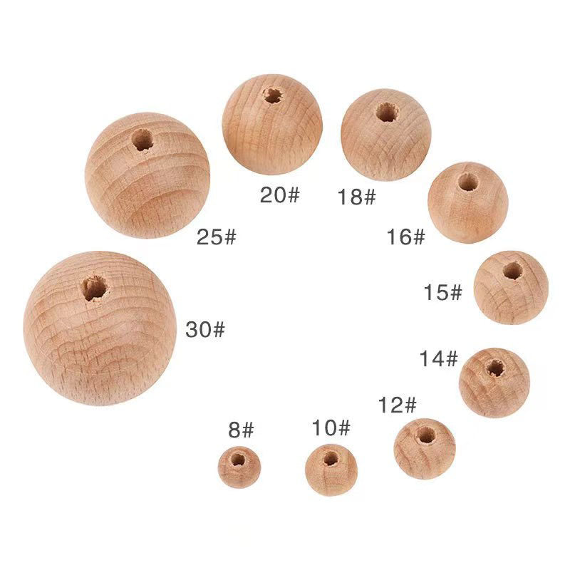 Natural Unfinished Wooden Beads - Round Wood Balls for DIY Crafts, Jewelry Making & Macramé - Eco-Friendly Craft Supplies