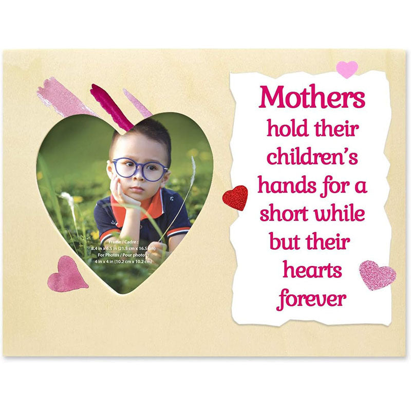 Personalized Heart-Shaped Wooden Photo Frame - Custom Engraved Picture Frame for Mom & Kids, Unique Mother’s Day Gift, Desktop Wood Decor, Accept Custom Orders