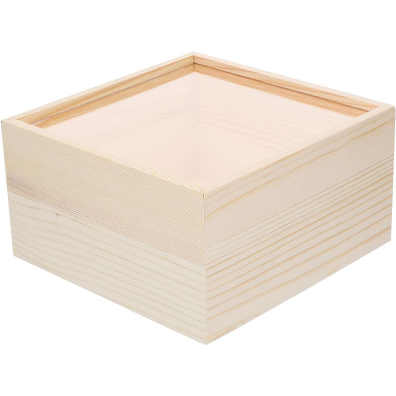 Wooden Storage Box with Clear Acrylic Lid - Natural Wood Display Case for Jewelry, Crafts & Keepsakes, Transparent Top Organizer, Accept Custom Orders