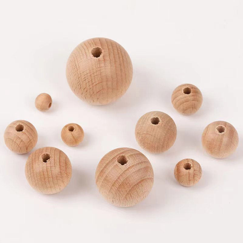 Natural Unfinished Wooden Beads - Round Wood Balls for DIY Crafts, Jewelry Making & Macramé - Eco-Friendly Craft Supplies