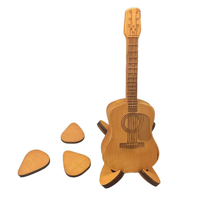 Wooden Guitar Ornament for Music Lovers - Personalized Guitarist Gift, Miniature Wood Guitar Sculpture - Music Studio Decor, Accept Custom Orders