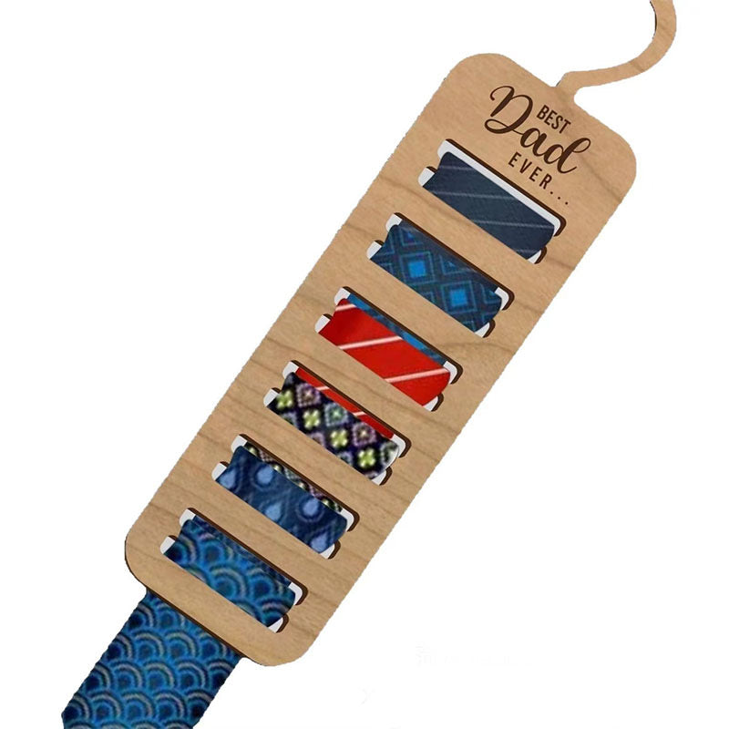 Wooden Tie Organizer for Closet - Professional Necktie Hanger, Space-Saving Belt Rack, Personalized Men's Wardrobe Accessory, Accept Custom Orders
