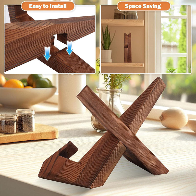 Home Decor Sculpture - Universal X-Frame Wooden Stand for Tablets, Books & Photos, Accept Custom Orders