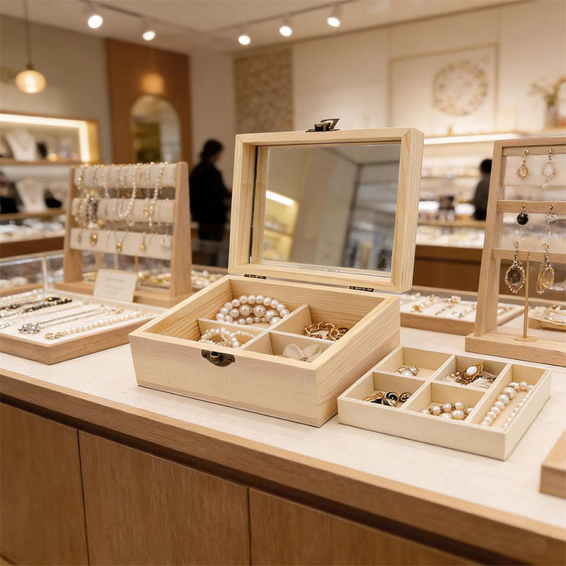Multi-Functional Wooden Jewelry Storage Box with Clear View Lid - Stackable Jewelry Organizer, Luxury Display Case with Dividers, Accept Custom Orders