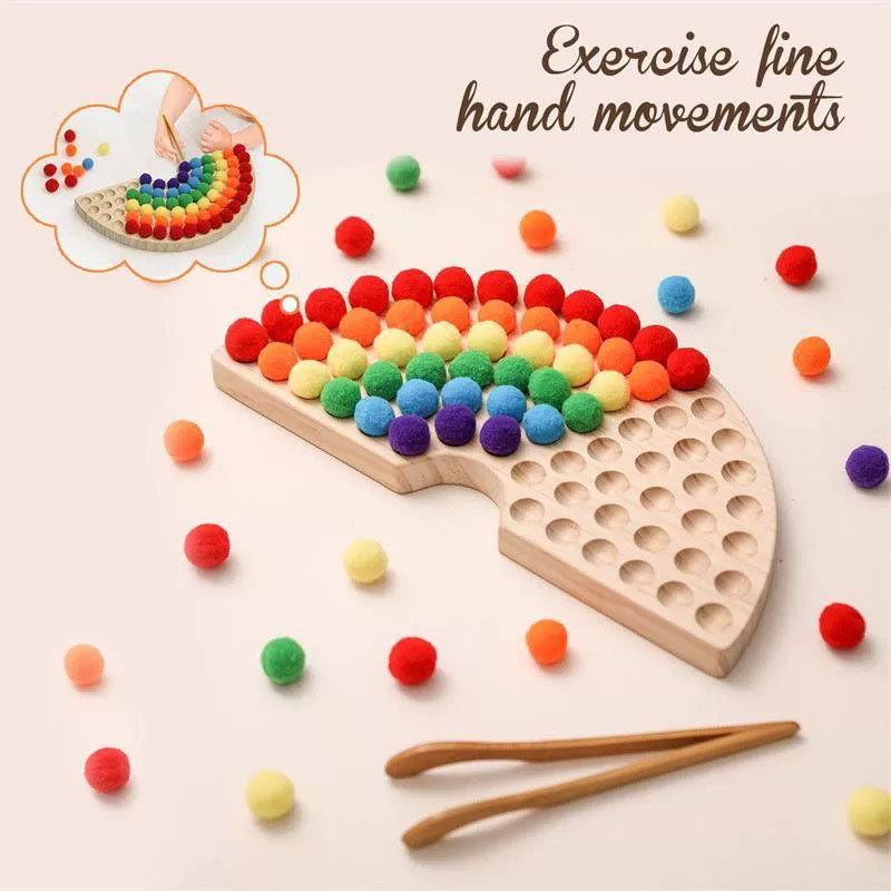 Personalized Wooden Rainbow Sorting Toy - Montessori Fine Motor Skills Tool for Toddlers - Custom Engraved Sensory Color Match Game
