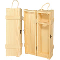Single Bottle Solid Wood Wine Box with Rope Handle - Premium Gift Packaging for Champagne & Wine, Rustic Wooden Wine Carrier, Accept Custom Orders