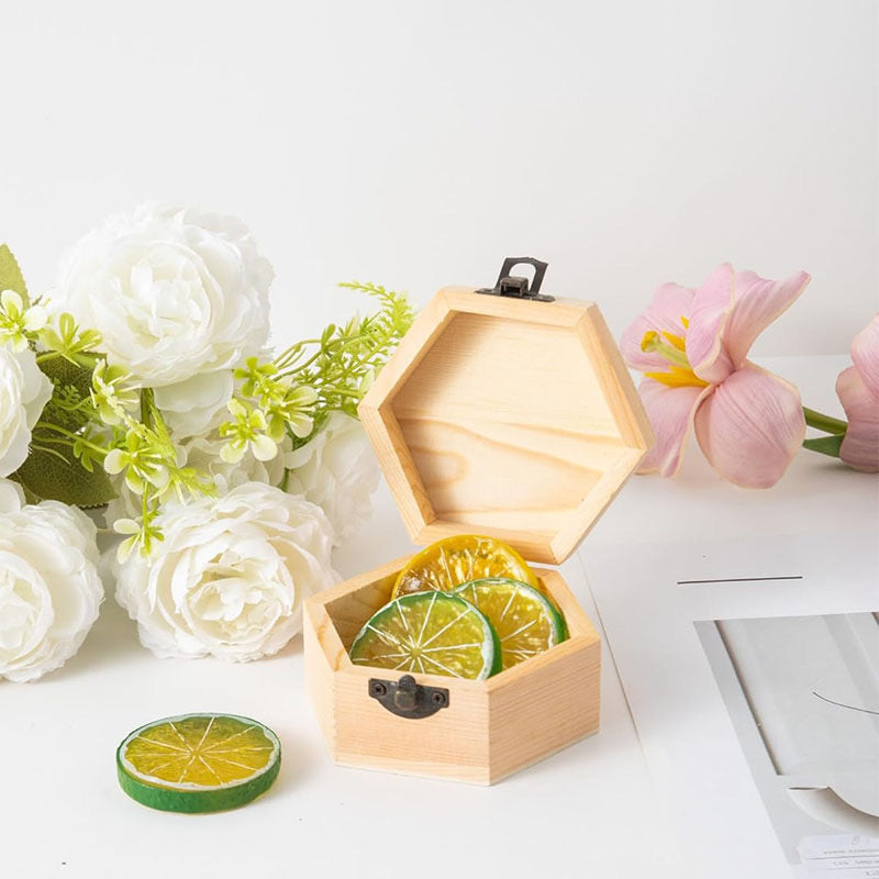 Hexagon Wooden Jewelry Box with Lid - Minimalist Geometric Ring Bearer Box, Small Wood Trinket Organizer, Accept Custom Orders
