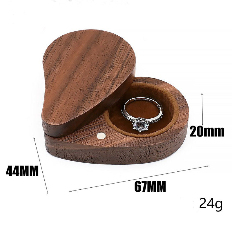 Teardrop Walnut Wooden Swivel Ring Box with Magnetic Closure for Proposal