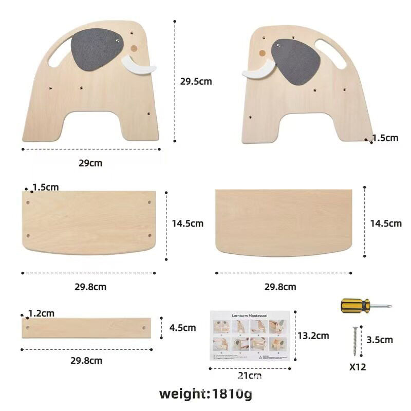 Personalized Elephant Wooden Step Stool - Custom Engraved Toddler Step Stool for Bathroom & Kitchen - Montessori Nursery Decor