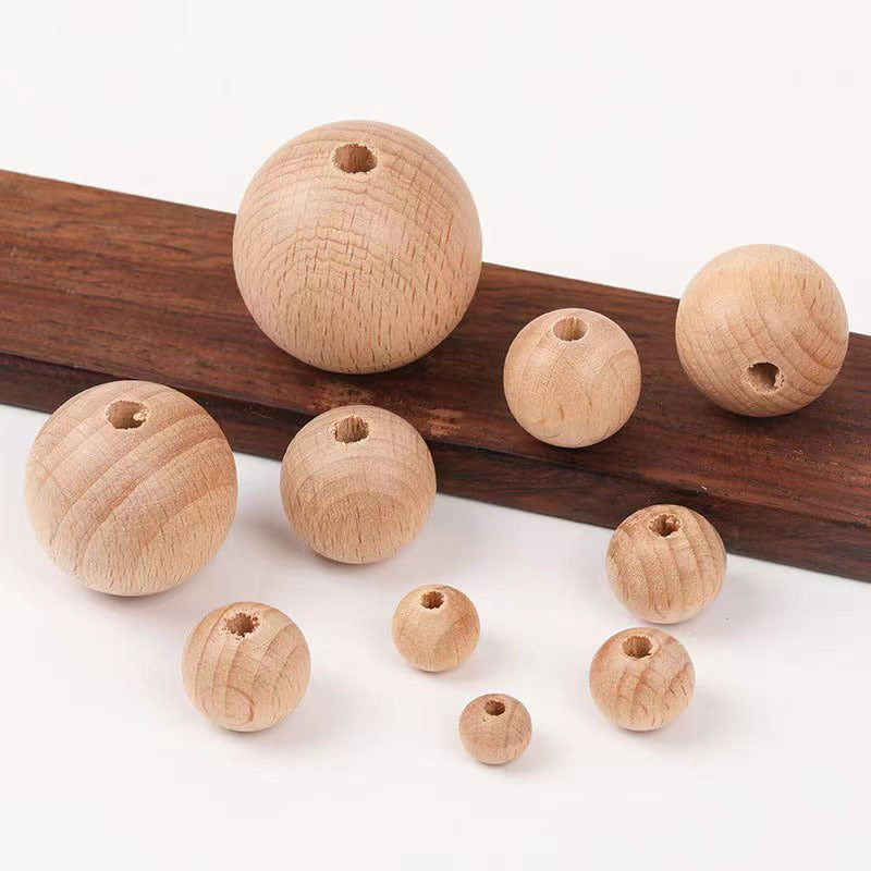 Natural Unfinished Wooden Beads - Round Wood Balls for DIY Crafts, Jewelry Making & Macramé - Eco-Friendly Craft Supplies