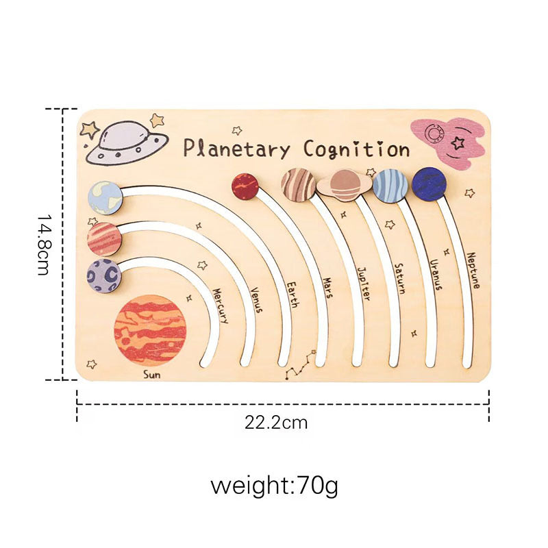 Personalized Wooden Solar System Puzzle - Montessori Planetary Cognition Board for Toddlers - Custom Engraved Space Learning Toy
