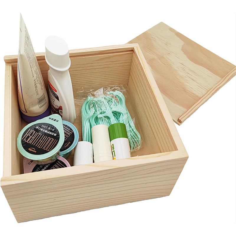 Minimalist Wooden Storage Box with Sliding Lid - Natural Solid Wood Organizer, Unfinished Wood Gift Packaging, Accept Custom Orders