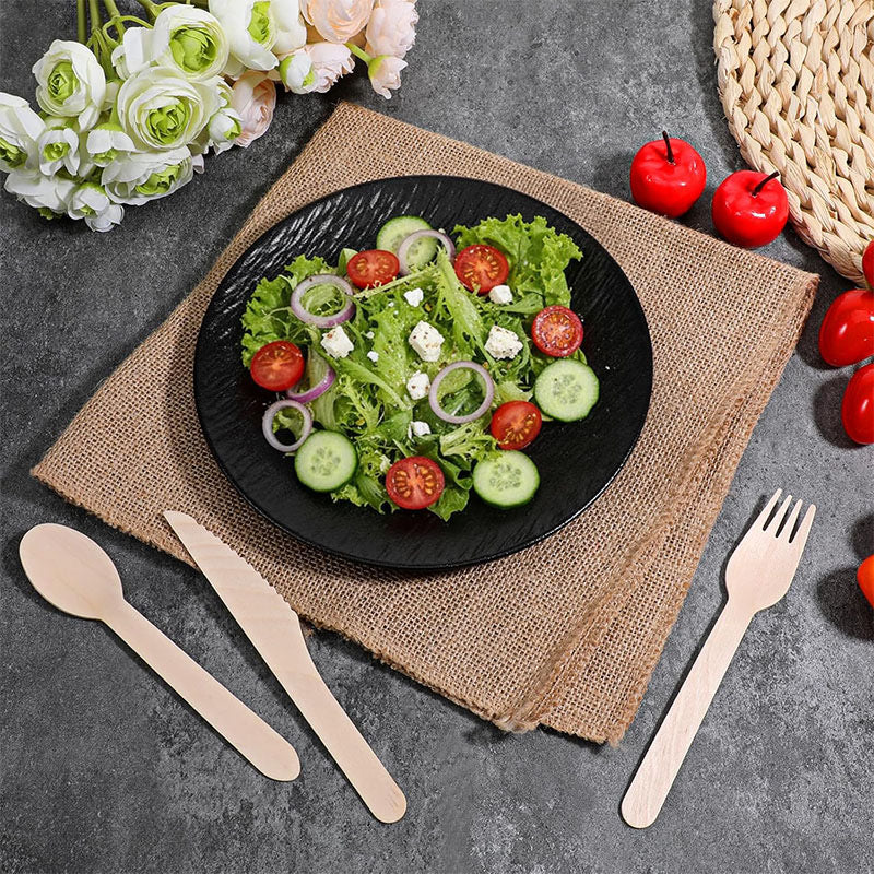 Disposable Tableware Set - Eco-Friendly Wooden Cutlery (Forks, Knives, Spoons), Biodegradable Party Utensils, Accept Custom Orders