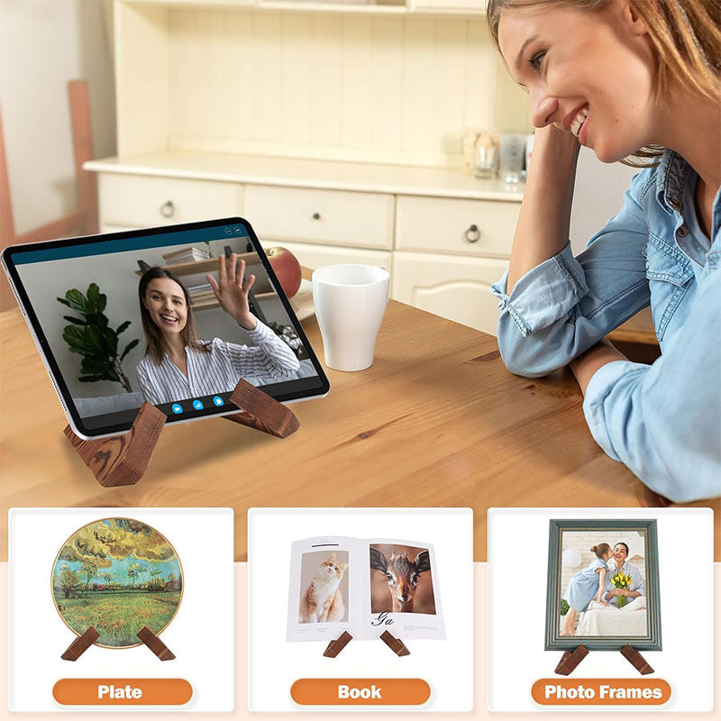 Home Decor Sculpture - Universal X-Frame Wooden Stand for Tablets, Books & Photos, Accept Custom Orders