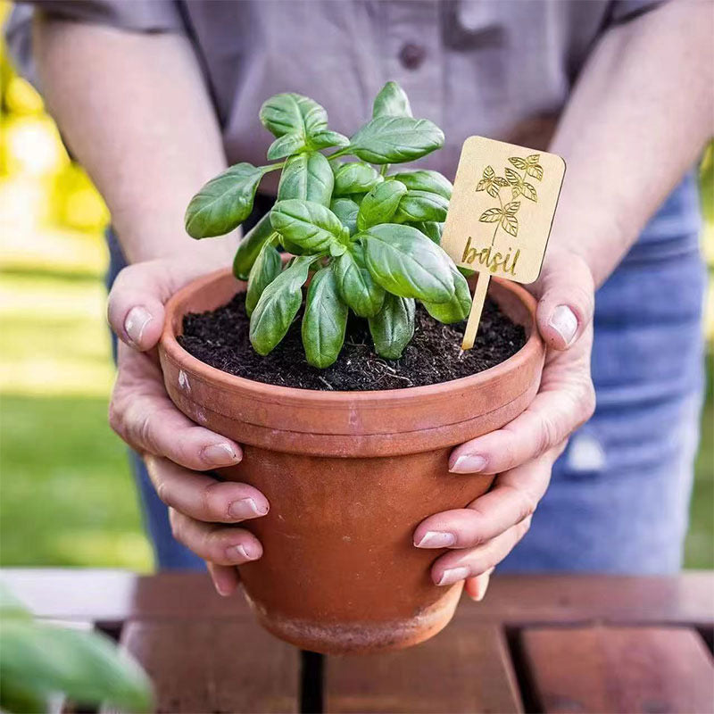 Wooden Plant Markers & Pot Labels - Personalized Garden Stakes, Custom Engraved Herb Sign for Indoor Plants, Accept Custom Orders