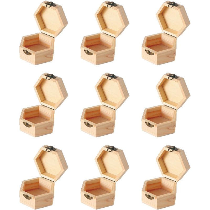 Hexagon Wooden Jewelry Box with Lid - Minimalist Geometric Ring Bearer Box, Small Wood Trinket Organizer, Accept Custom Orders