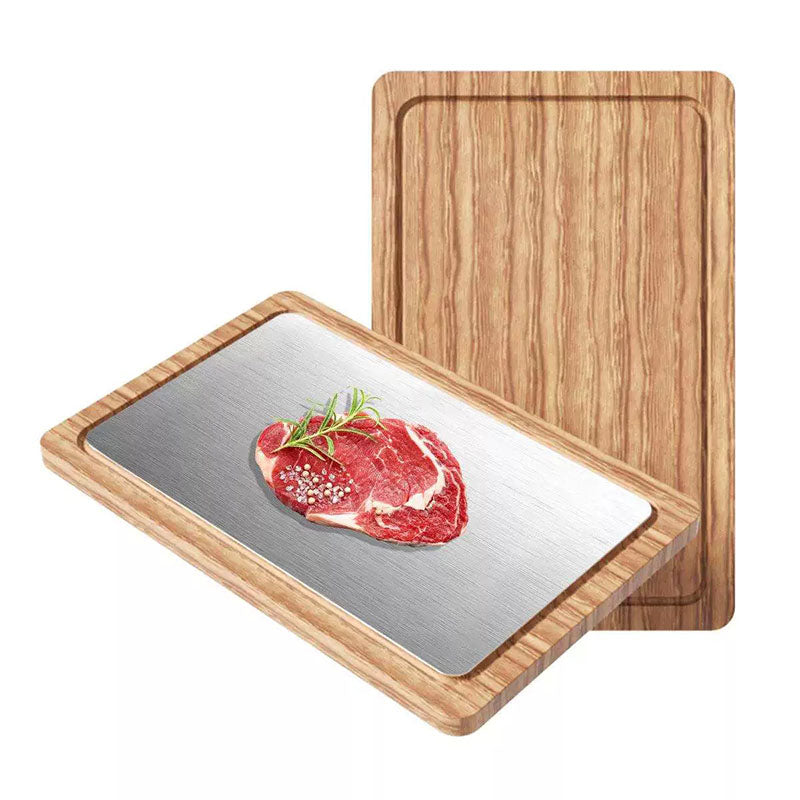 Custom Engraved Double-Sided Cutting Board - 304 Stainless Steel & Acacia Wood Chopping Board - Personalized Meat & Veggie Prep Station