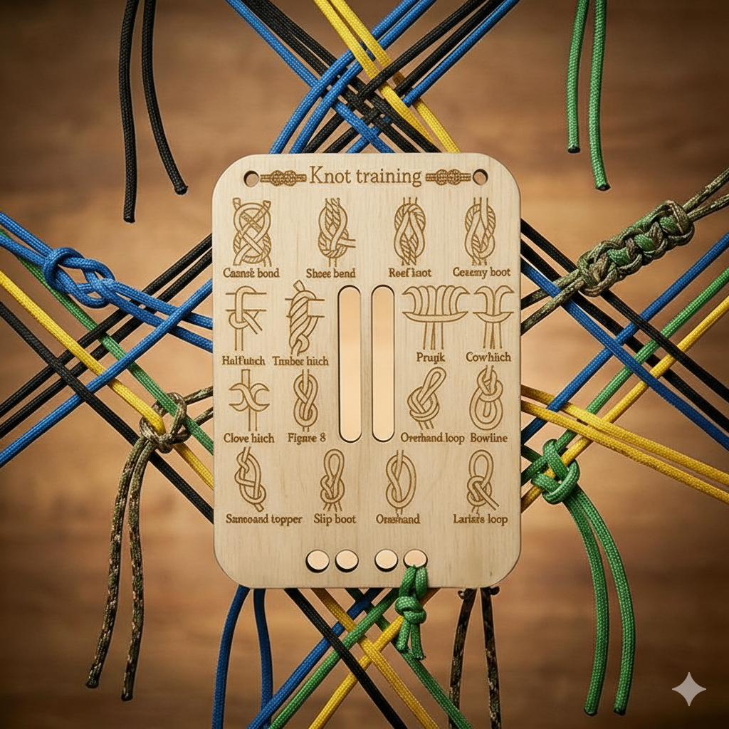 Customizable Wooden Knot Tying Practice Kit - Professional Laser-Etched Educational Signage - Natural Wood Craft Supply for Schools & Outdoor Brands