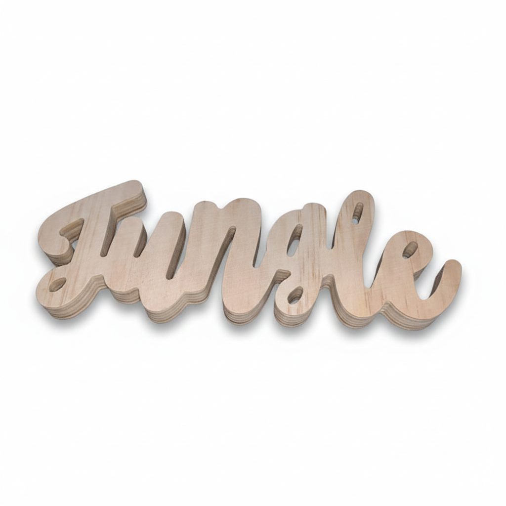 Bulk Personalized Wood Word Cutouts - Connected Script Letter Signs for Home Decor & Events - Factory Direct Custom CNC/Laser Cutting Service