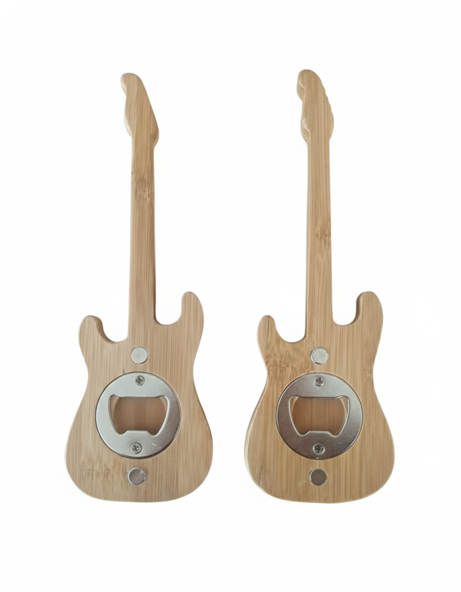 Personalized Wood Guitar Beer Bottle Opener Bulk - Creative Musical Gift for Men & Wedding Favors - Professional Custom Wood Craft Manufacturer
