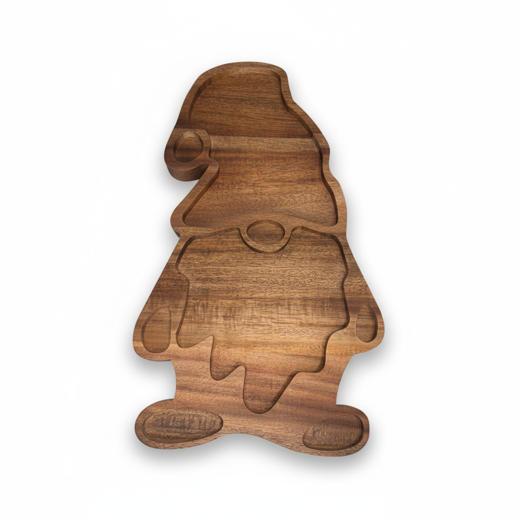 Personalized Christmas Gnome Serving Tray - Customized Wooden Santa Cookie Plate - Handcrafted Holiday Charcuterie Board