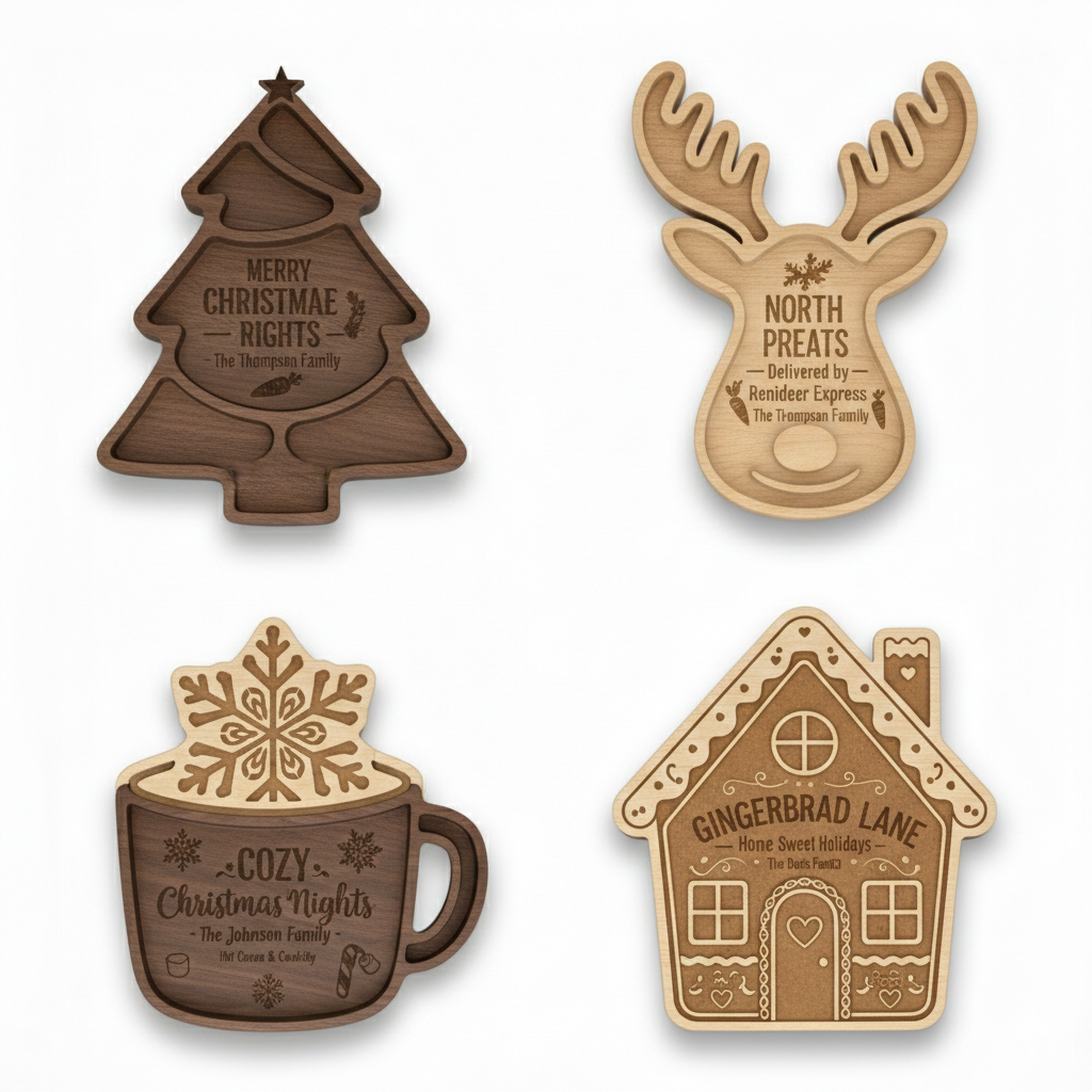 Personalized Christmas Gnome Serving Tray - Customized Wooden Santa Cookie Plate - Handcrafted Holiday Charcuterie Board