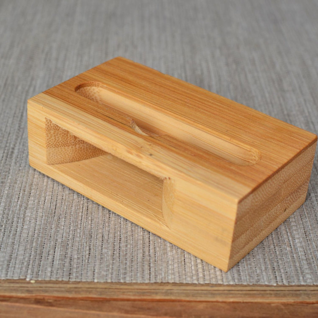Personalized Office Desk Accessory - Custom Logo Wooden Smartphone Stand - Eco-Friendly Bamboo Passive Amplifier Gift