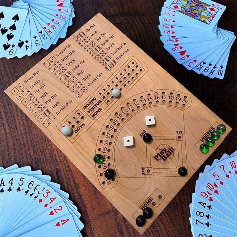 Personalized Wooden Baseball Dice Game Board - Custom Handcrafted Tabletop Sports Game for Family & Fans
