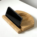 Eco-Friendly Bamboo Desk Organizer with Phone Stand and Dual-Size Drink Coaster