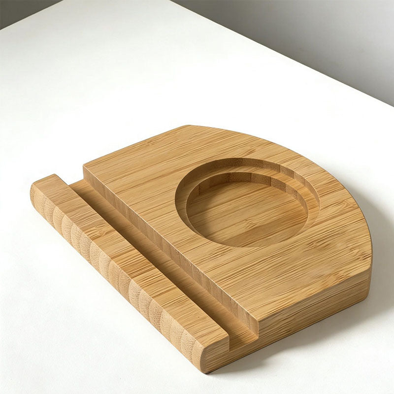 Eco-Friendly Bamboo Desk Organizer with Phone Stand and Dual-Size Drink Coaster