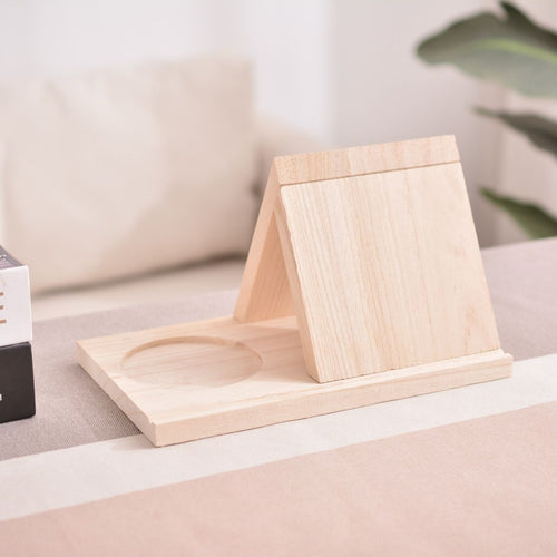 2-in-1 Wooden Desk Organizer with Phone Holder and Integrated Drink Coaster