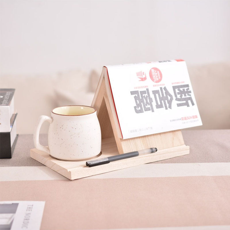 2-in-1 Wooden Desk Organizer with Phone Holder and Integrated Drink Coaster
