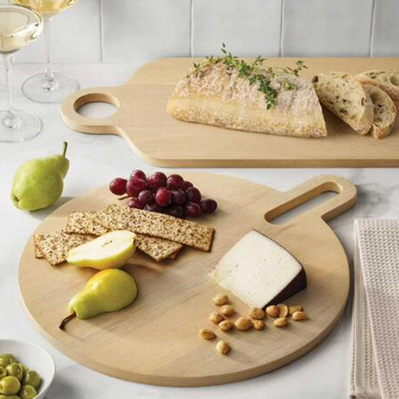 Personalized Wood Charcuterie Paddle Board with Hanging Hole - Custom Engraved Round & Rectangular Serving Trays